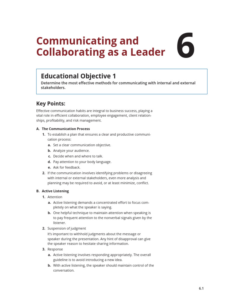 Communicationg & Collaborating As A Leader | PDF | Communication | Goal