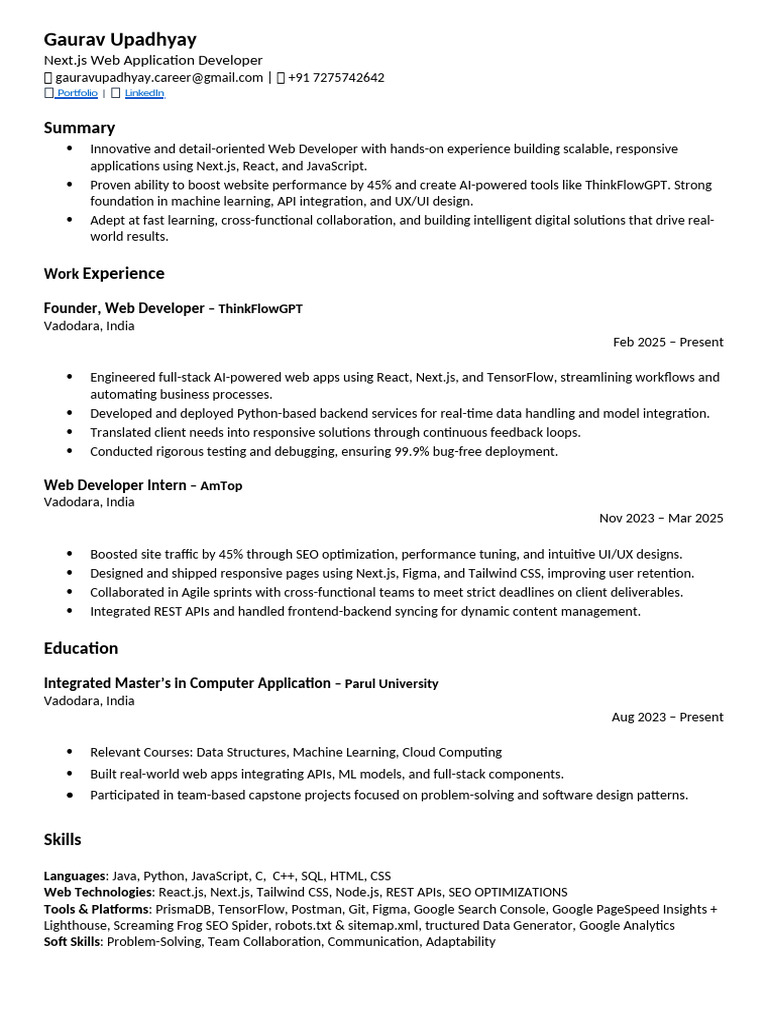 Next.js Web Developer Portfolio | PDF | Systems Architecture | Computer ...