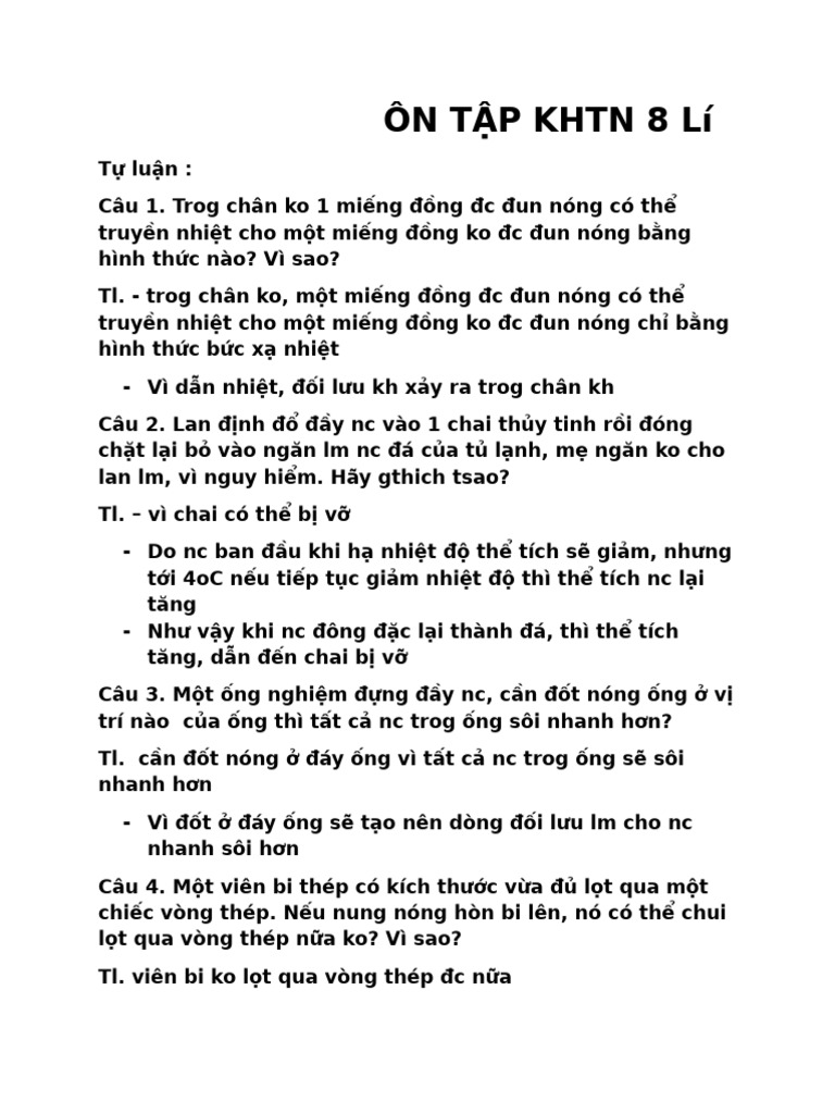 ÔN TẬP KHTN 8 Lí | PDF