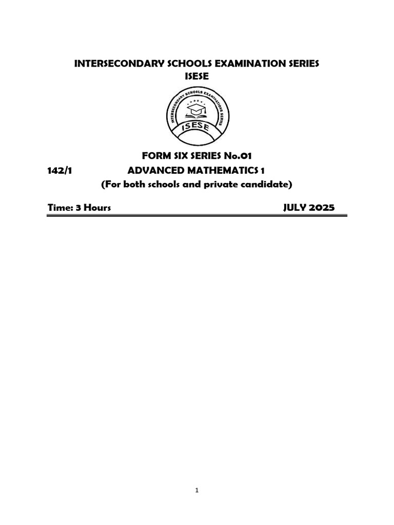 F6 Adv Math 1 Iseese S01 1025 | PDF | Mathematical Analysis | Applied ...