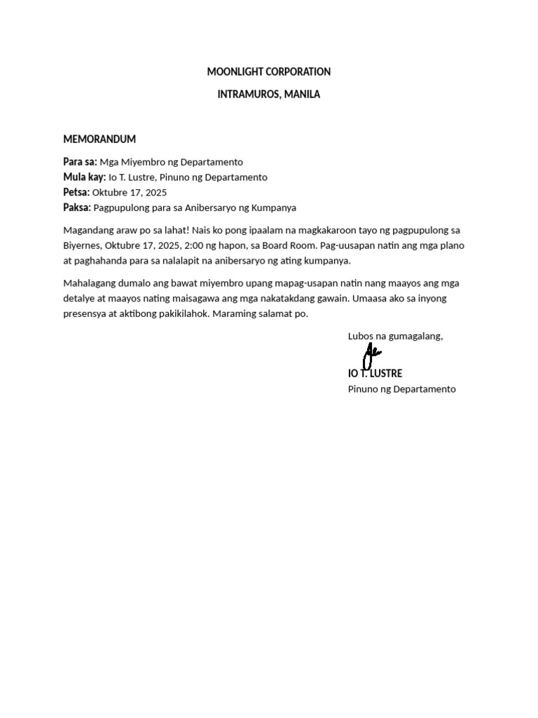LUSTRE Memorandum | PDF