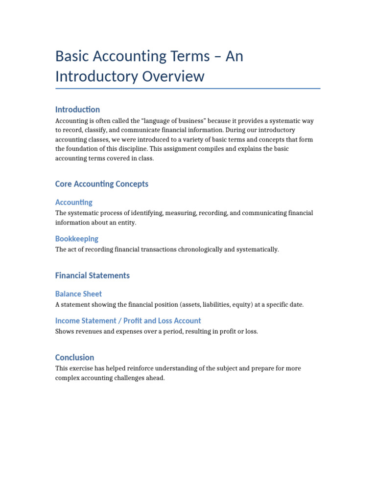 Basic Accounting Terms Explained | PDF