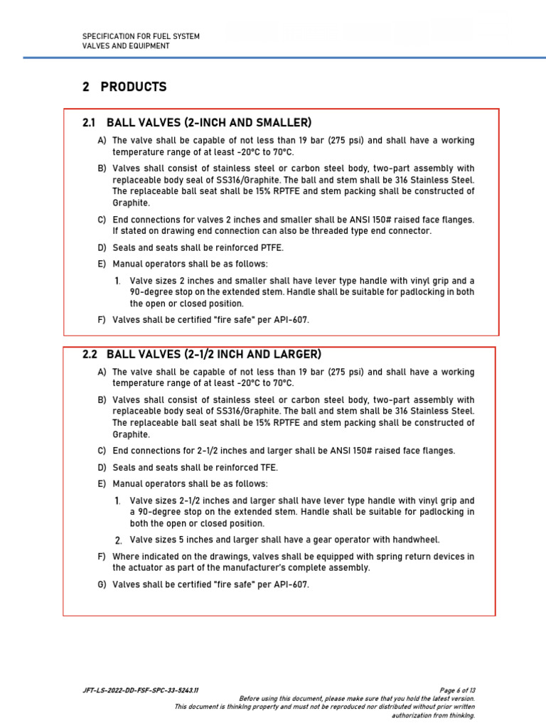 Fuel System Valves Specification Guide | PDF | Valve | Mechanical ...