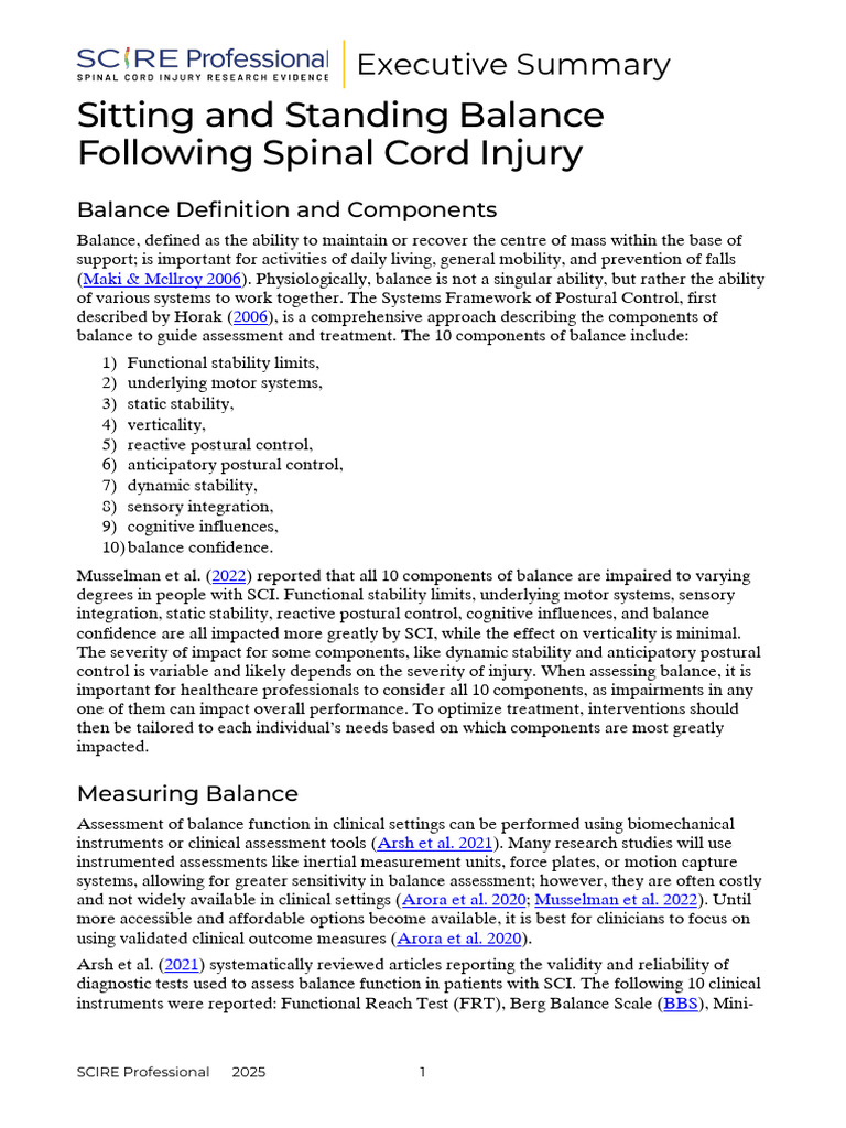 Balance Rehabilitation Post-Spinal Injury | PDF | Balance (Ability ...