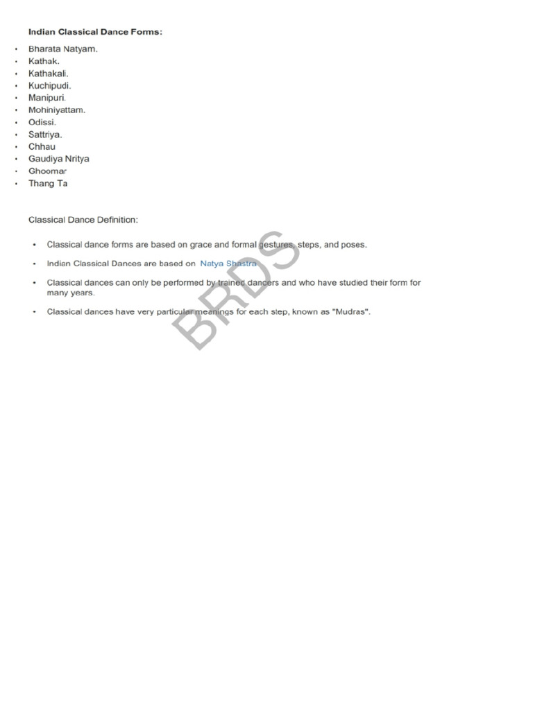Indian Classical Dance Forms | PDF