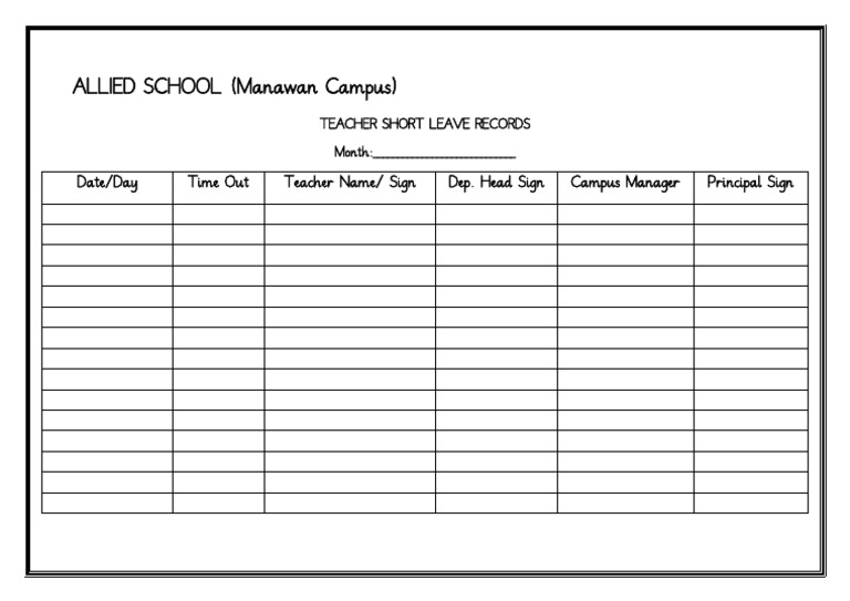 Teacher Leave Record - Allied School | PDF