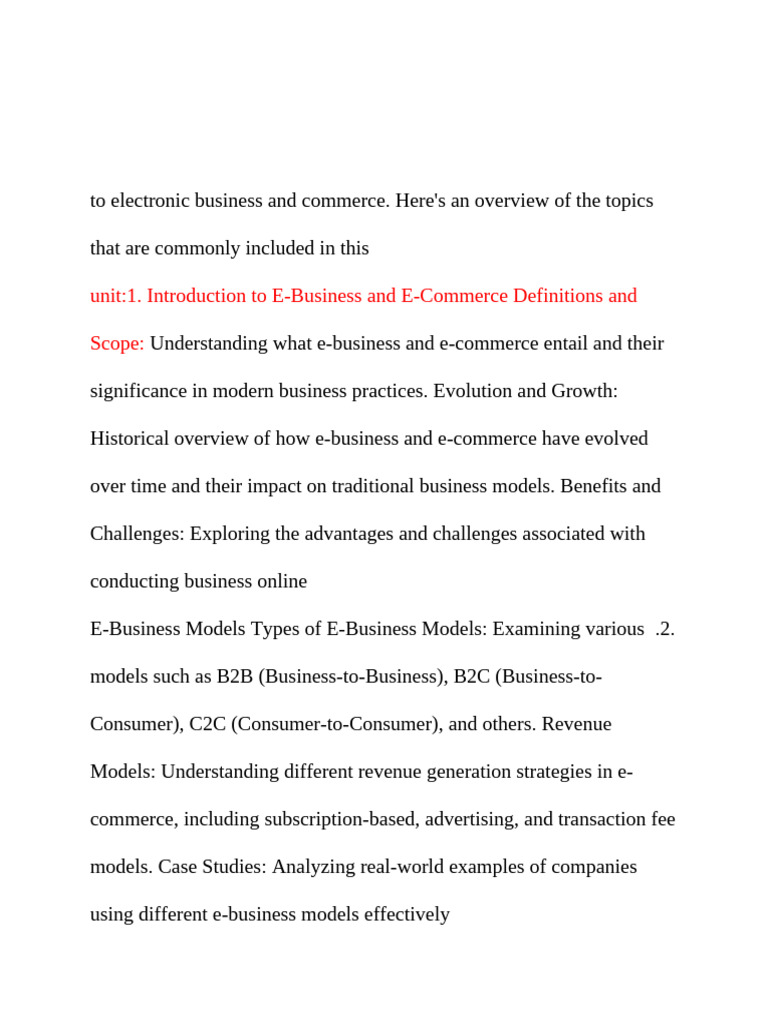 E-Business and E-Commerce Overview | PDF | E Commerce | Customer ...