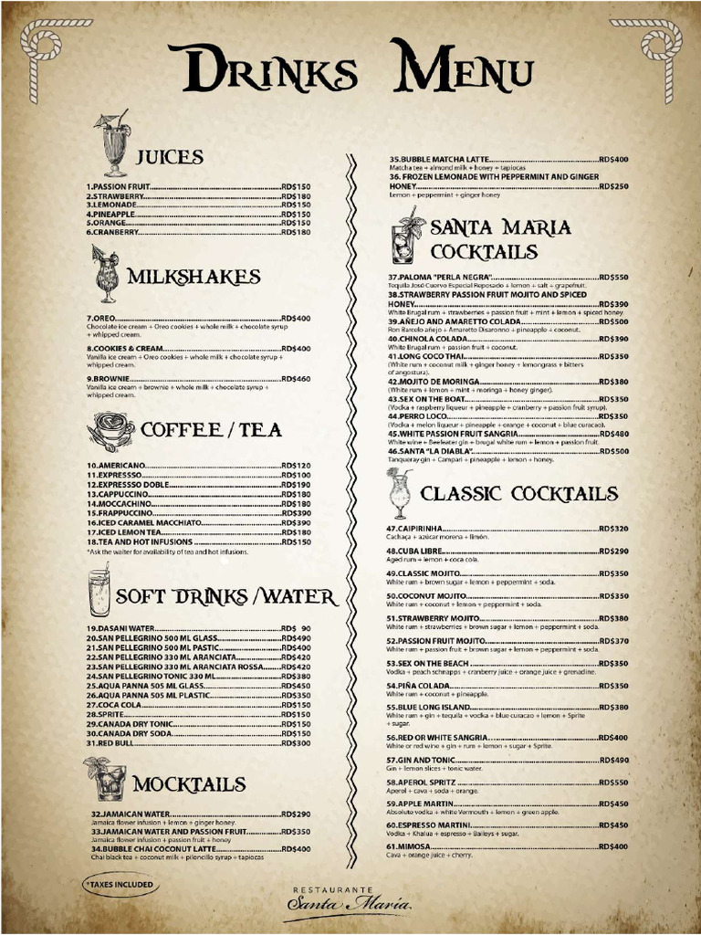 Menu Ingles | PDF