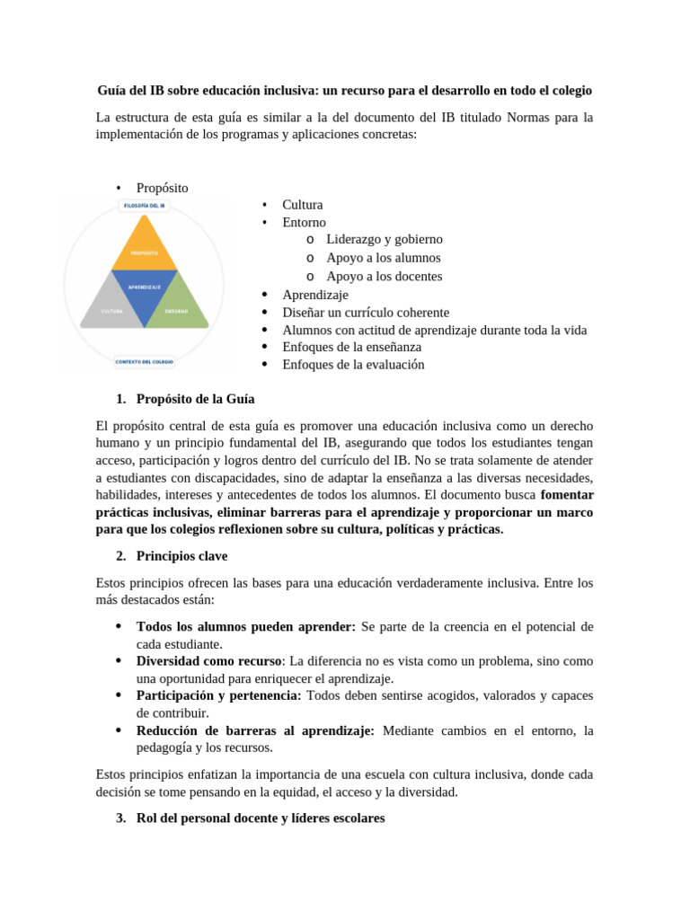 Guía IB de Educación Inclusiva en Colegios | PDF | Plan de estudios ...
