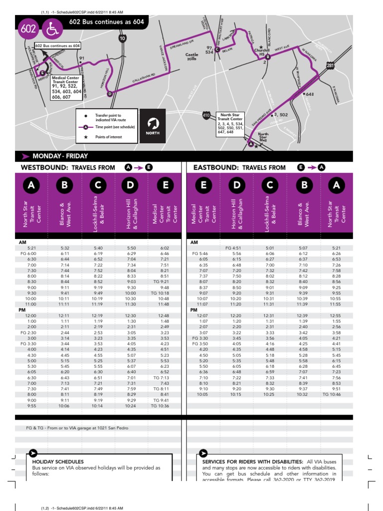 602 Bus Schedule and Timetable | PDF | Fare | Bus