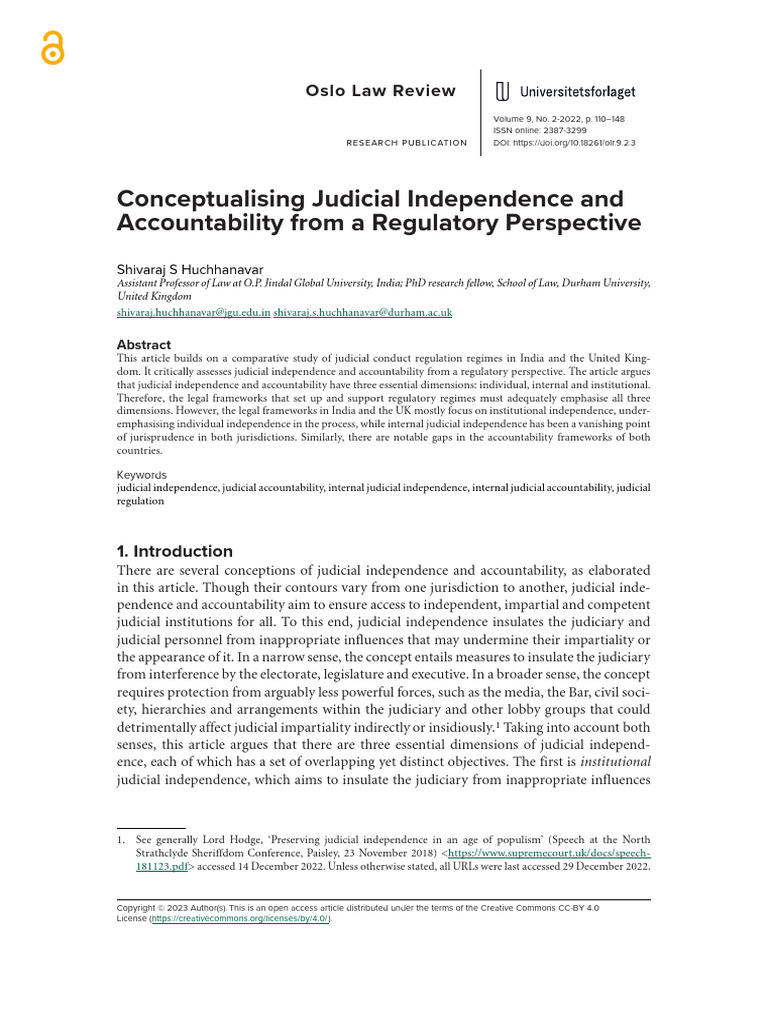Conceptualising Judicial Independence and Accountability From A ...
