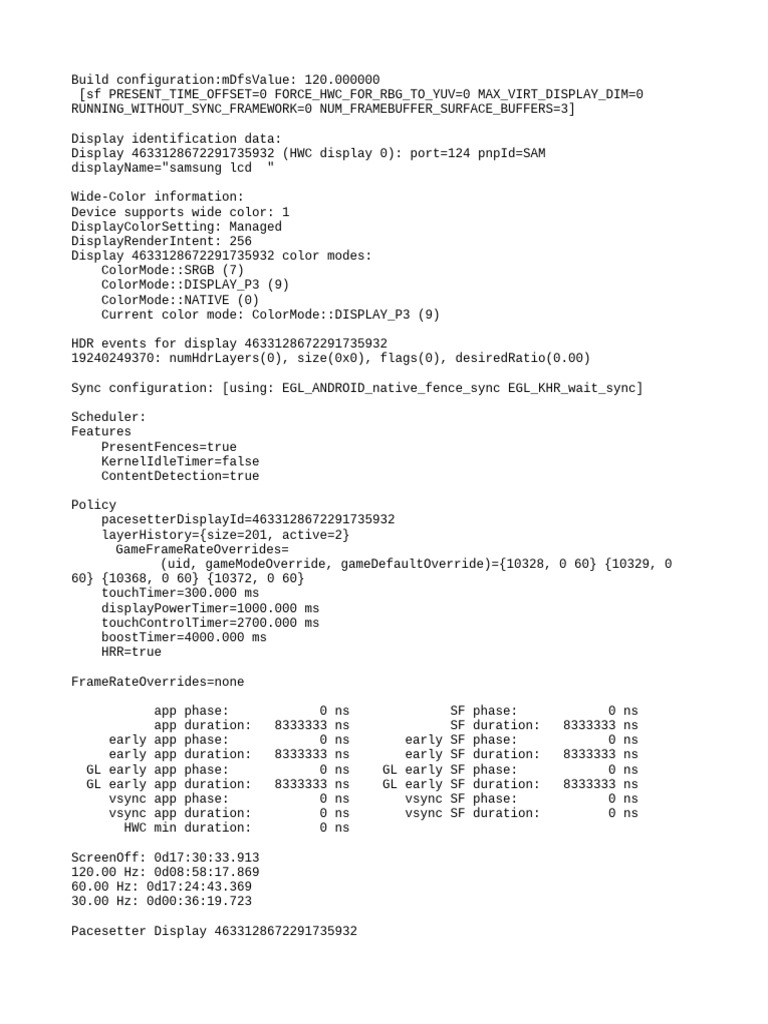 Display Configuration and Performance Data | PDF | Frame Rate ...