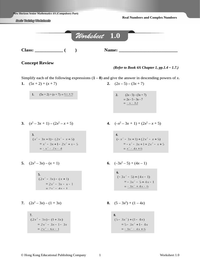 Real and Complex Numbers Worksheet | PDF | Numbers | Complex Number