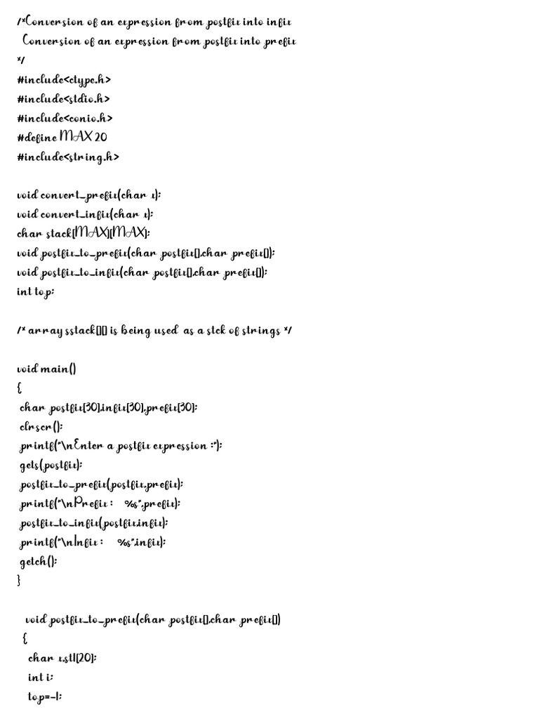 Postfix to Infix and Prefix Conversion | PDF