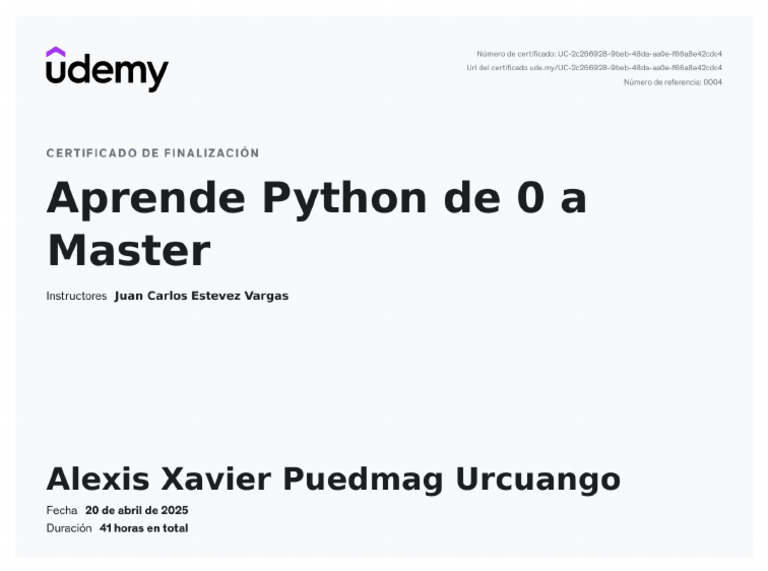 Certificado de Programación-Udemy | PDF