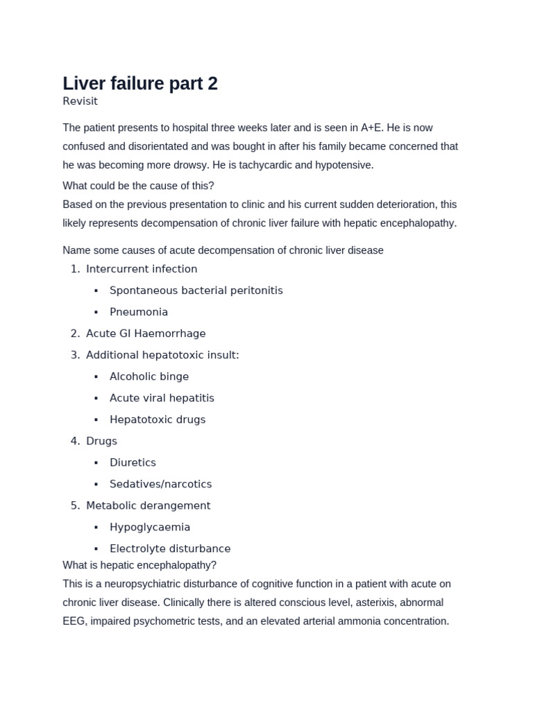 Managing Hepatic Encephalopathy in Liver Failure | PDF | Cirrhosis ...