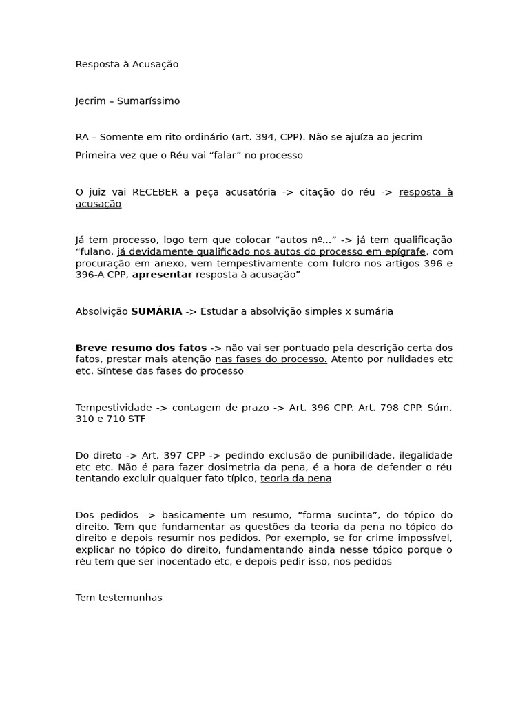 Resposta À Acusação | PDF