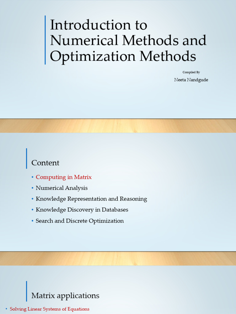 Introduction To Numerical Methods and Optimization Methods - I | PDF ...