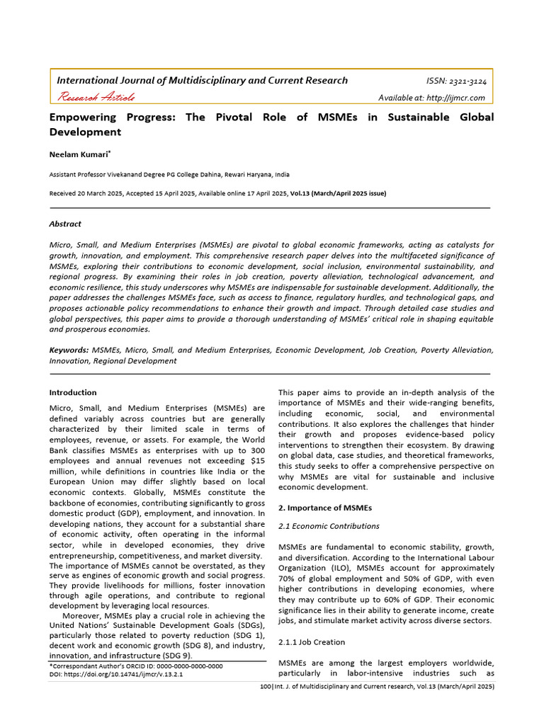 International Journal of Multidisciplinary and Current Research (IJMCR ...