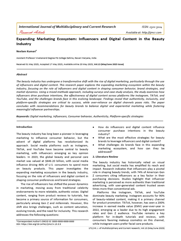 International Journal of Multidisciplinary and Current Research (IJMCR ...
