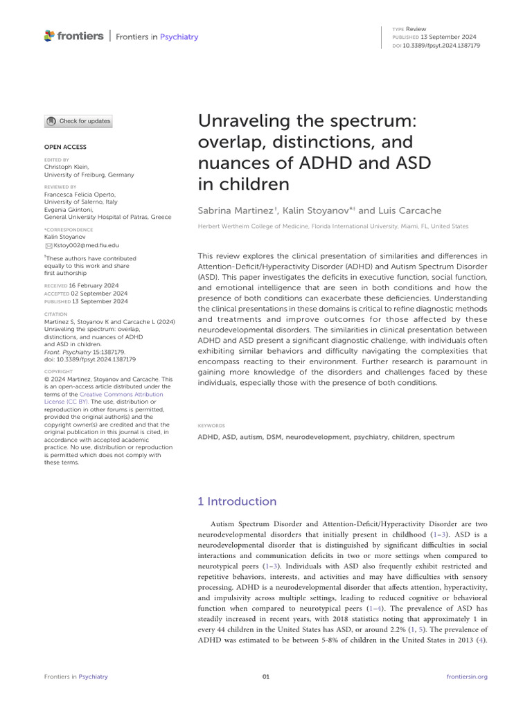 ADHD vs. ASD in Children: Key Insights | PDF | Attention Deficit ...