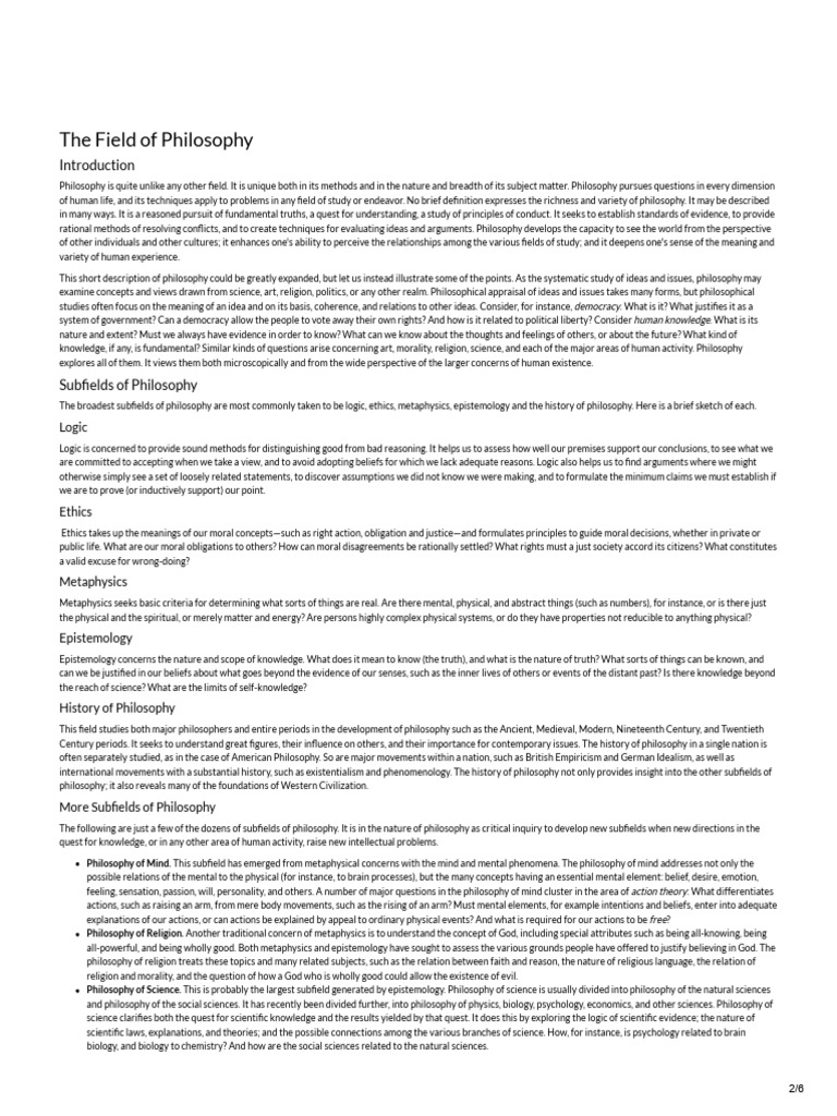 Overview of Philosophy Subfields | PDF | Epistemology | Knowledge