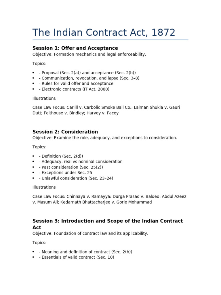 Indian Contract Act: Key Concepts Explained | PDF | Breach Of Contract ...