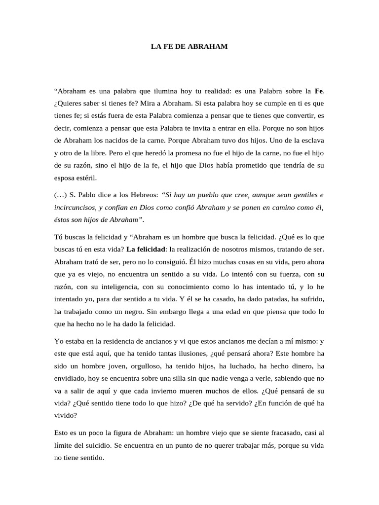 La Fe de Abraham: Un Camino a la Felicidad | PDF | Abrahán | Vida ...