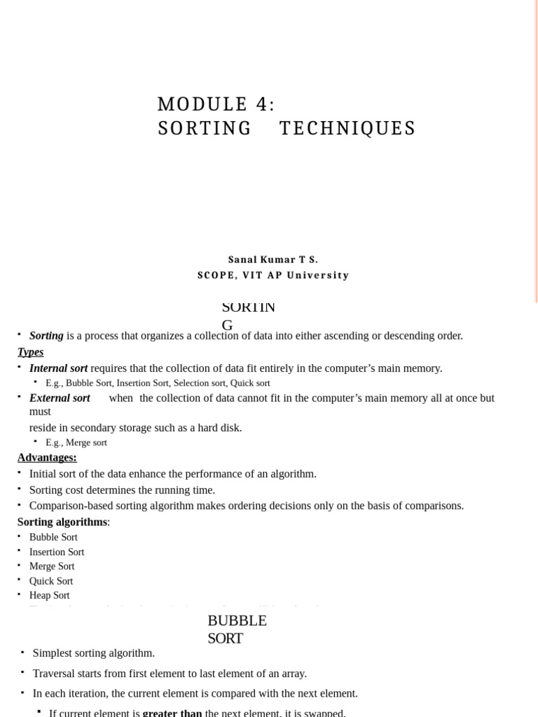 Sorting Techniques Overview and Analysis | PDF | Theoretical Computer ...