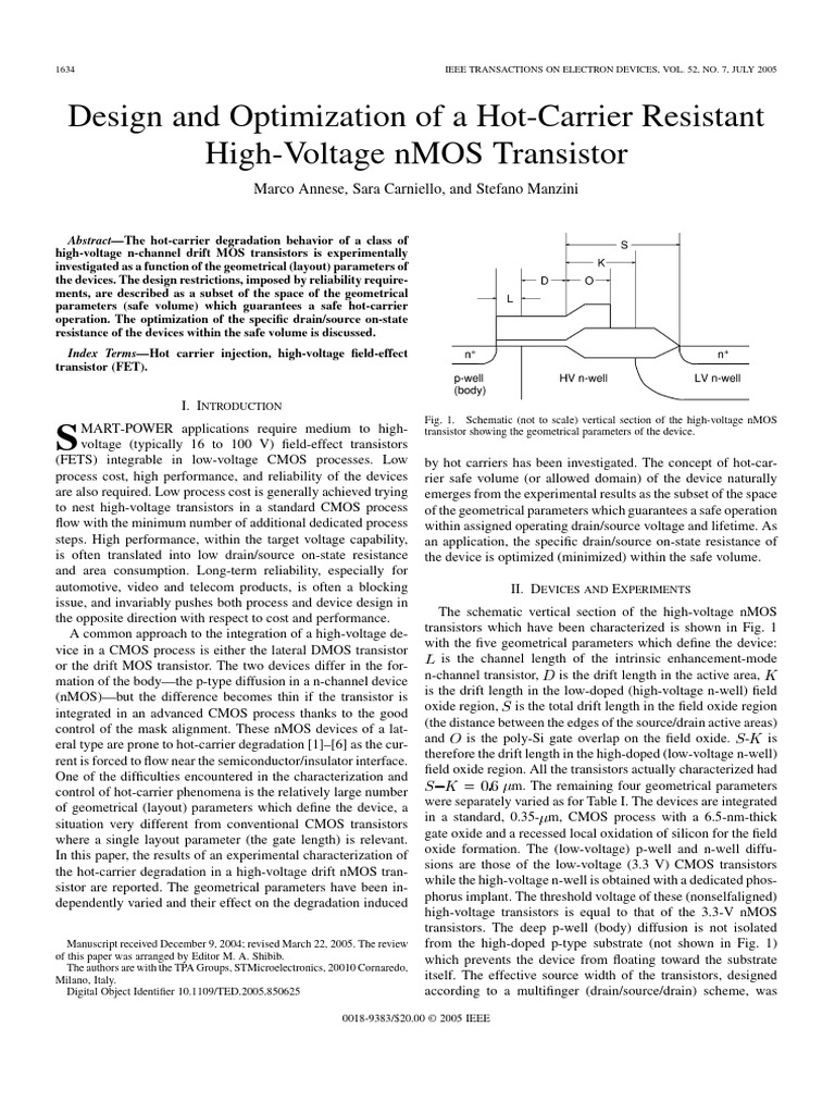 Hot-Carrier Resistant High-Voltage nMOS Design | PDF | Mosfet | Field ...