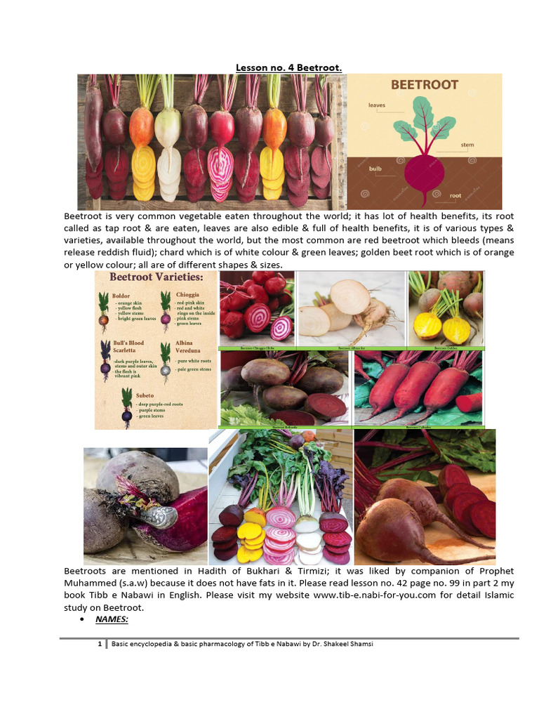 Health Benefits of Beetroot in Tibb e Nabawi | PDF | Glycemic Load | Ph