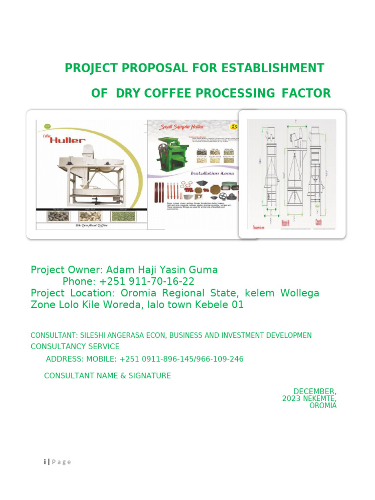 Dry Coffee Processing Factory Proposal | PDF | Coffee | Environmental ...