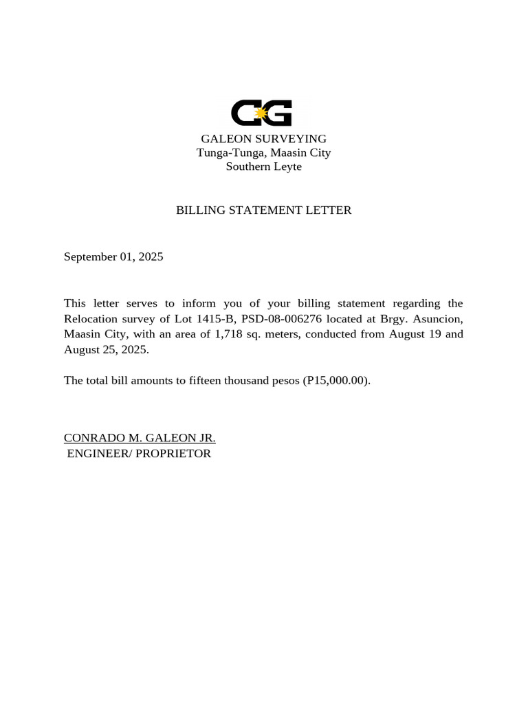 Paree Pacubilling Statement Letter - A4 Bondpaper | PDF