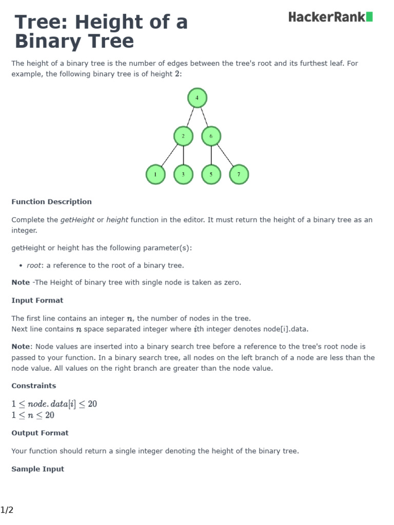 Height of a Binary Tree Explained | PDF