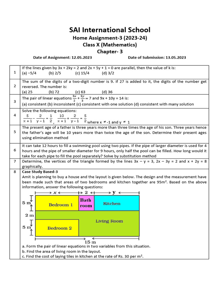 Class X Math Assignment on Equations | PDF