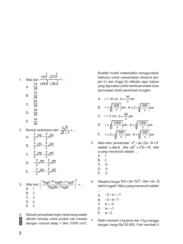 Matematika Tingkat Lanjut Matmin | PDF