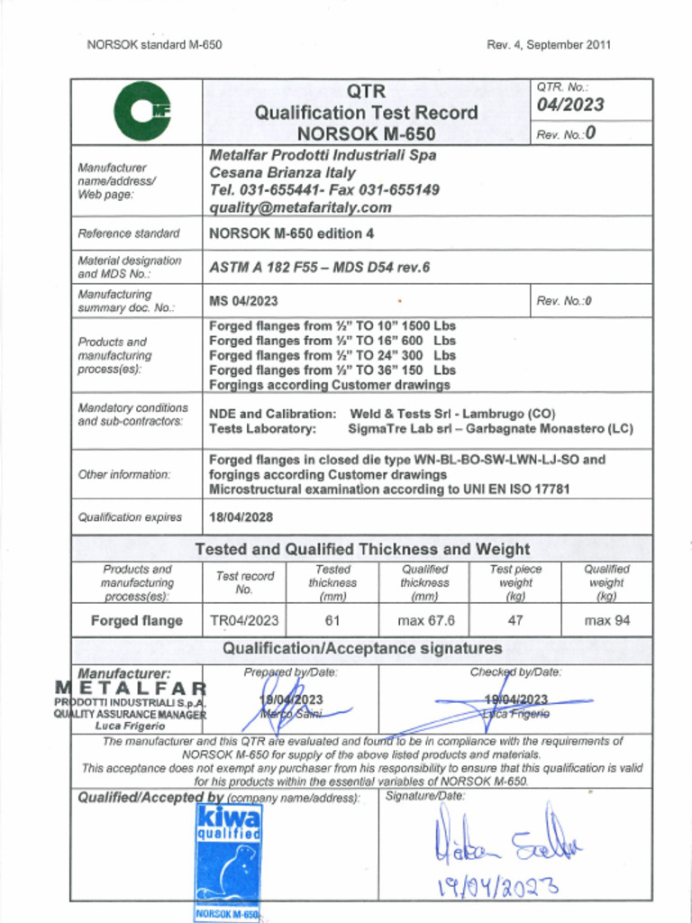 Norsok MDS D54 F55 - Exp. 19.04.2028 | PDF