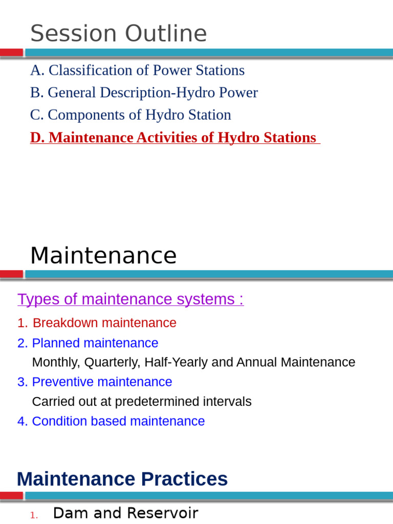 D. Maintenance Activities of Hydro Stations | PDF