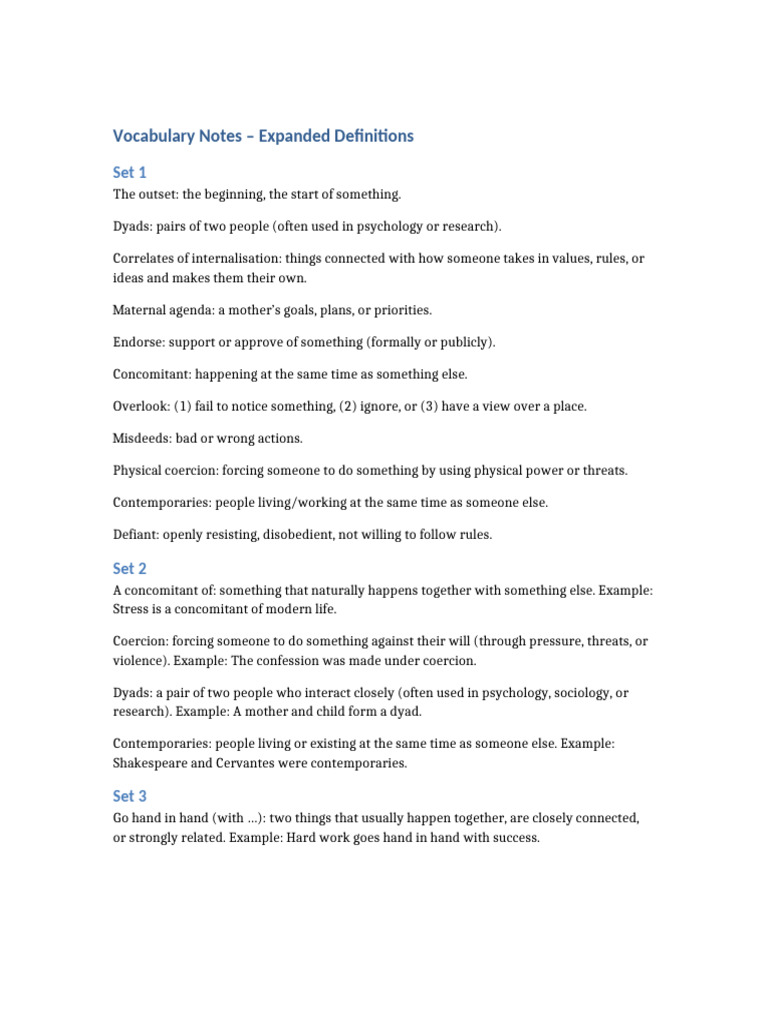 Vocabulary Notes | PDF