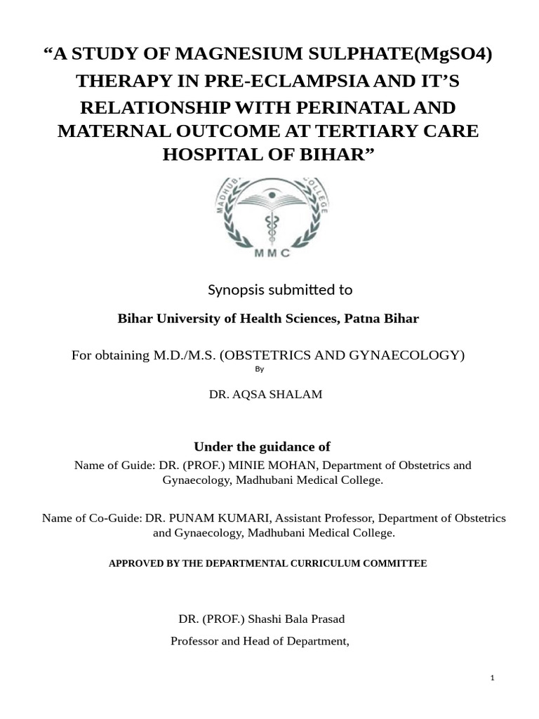 Magnesium Sulphate in Preeclampsia Outcomes | PDF | Preterm Birth ...