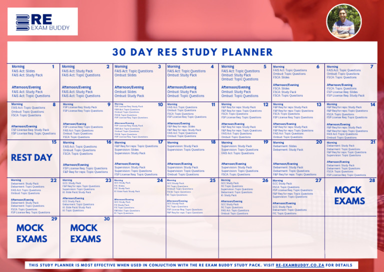 30-Day RE5 Exam Study Planner | PDF