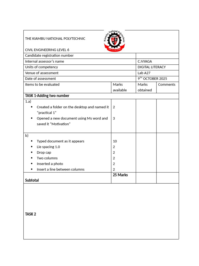 Civil Engineering Digital Literacy Assessment | PDF