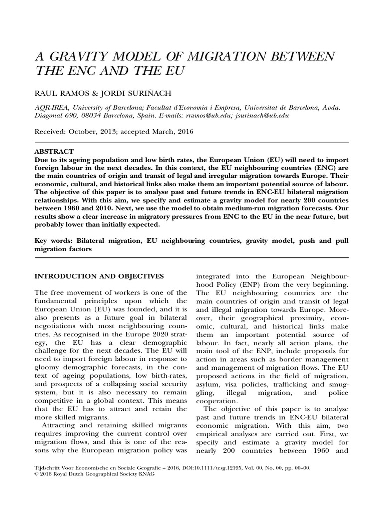 A Gravity Model of Migration Between | PDF | Arab World | Human Migration