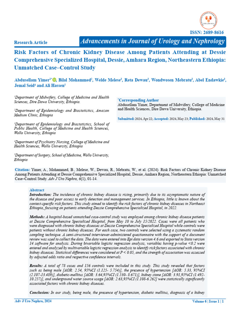 Risk Factors of Chronic Kidney Disease Among Patients Attending at ...