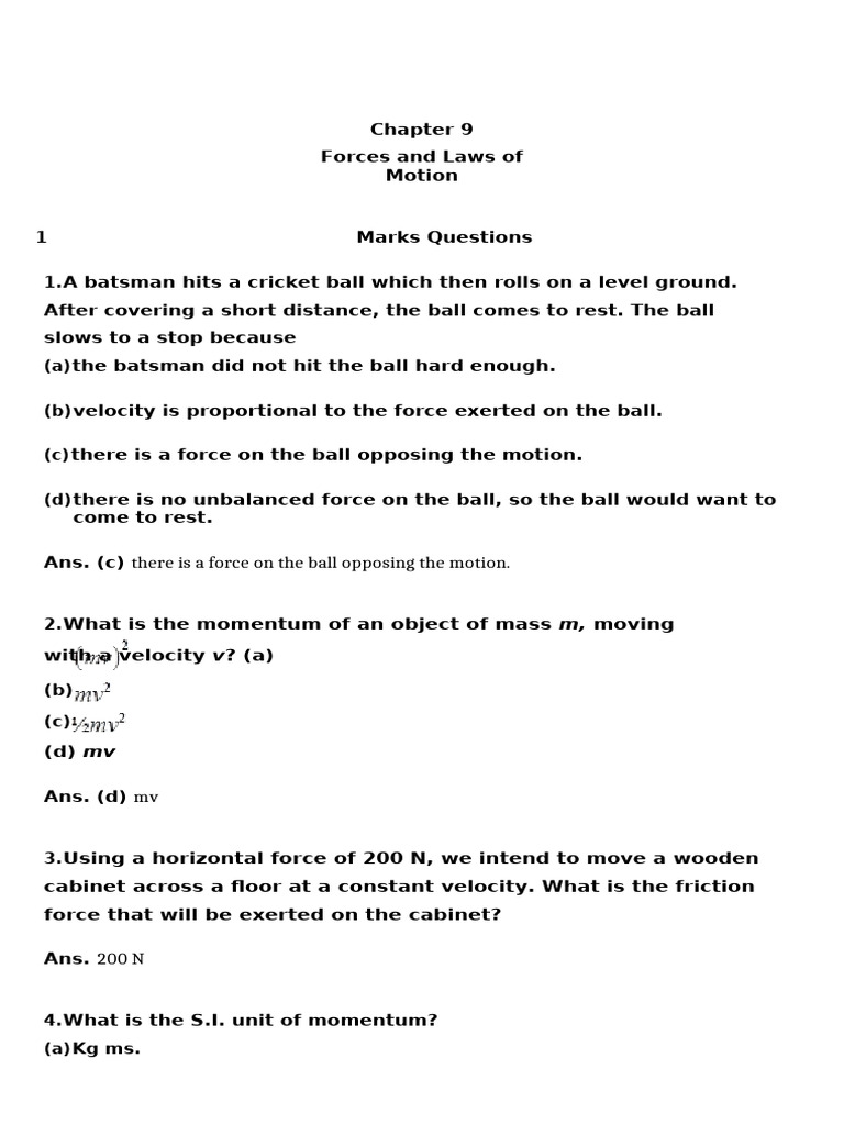 Forces and Laws of Motion Explained | PDF | Force | Momentum