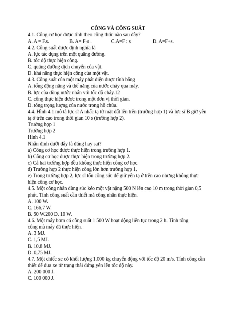 Công Và Công Suất | PDF
