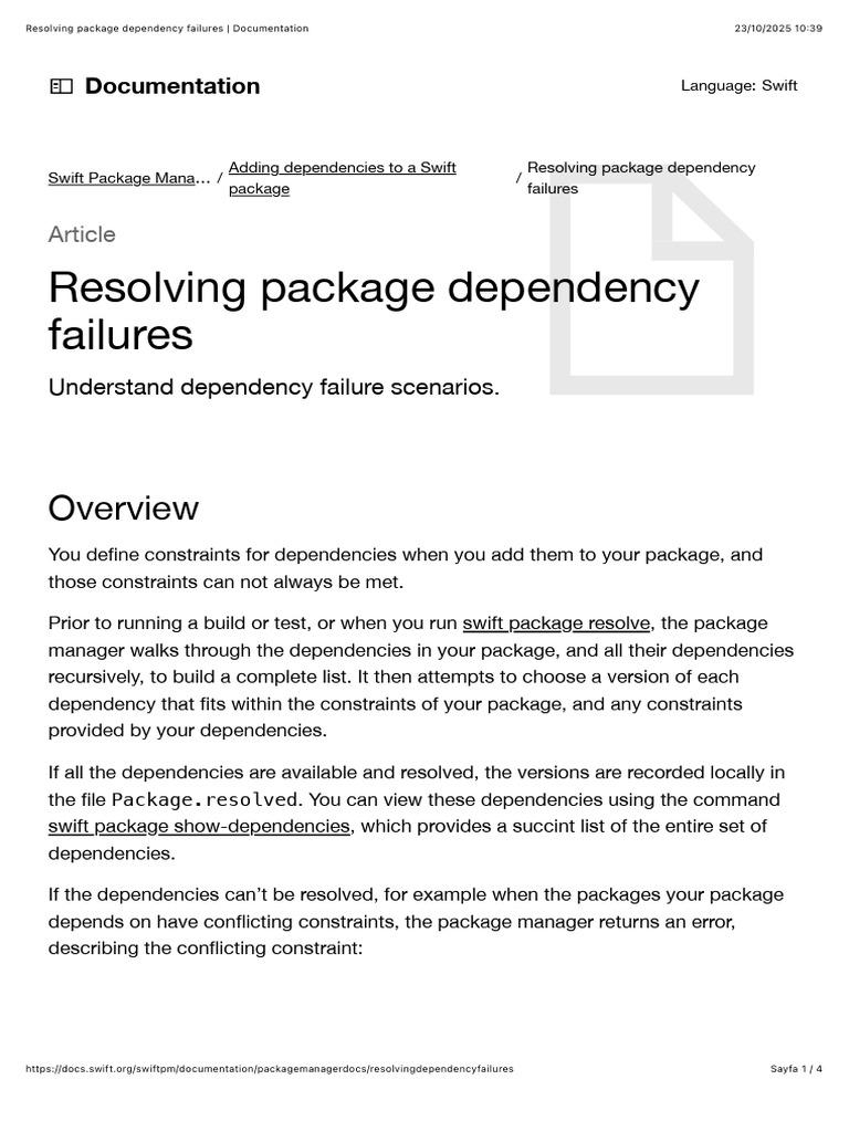 Resolving Swift Package Dependencies | PDF | Library (Computing ...