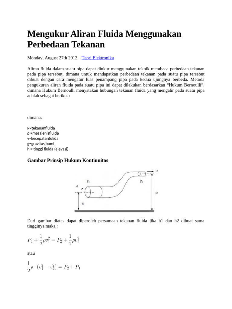 Mengukur Aliran Fluida dengan Tekanan | PDF