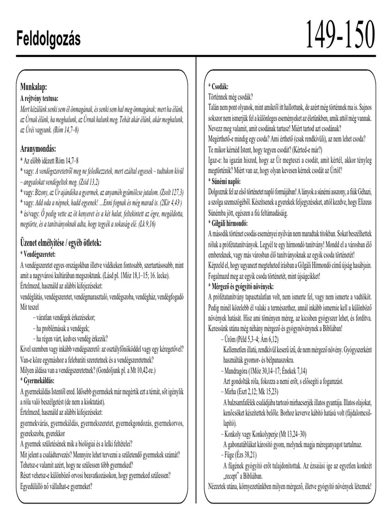 149-150 - 6 Elizeus És A Súnémi Asszony Elizeus Három Csodája | PDF