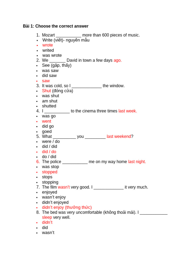 Past Simple Tense Exercises | PDF | Chess Openings | Chess